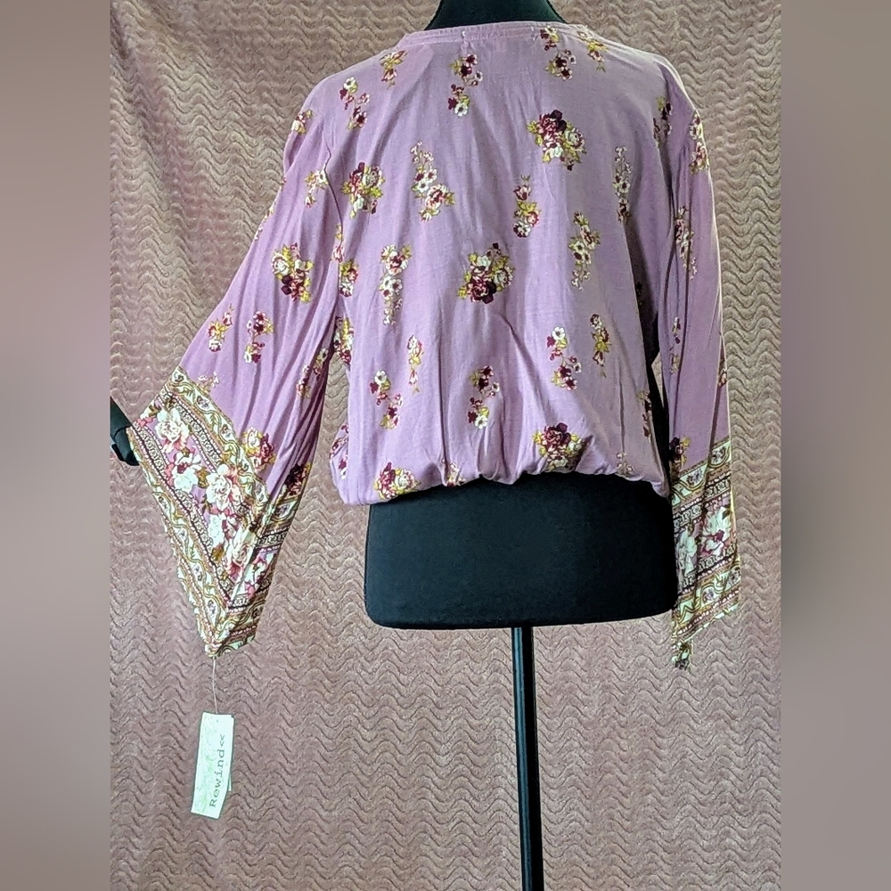 NWT Rewind Women's /Juniors Antique Plum Floral Top - Picture 3 of 8
